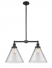 Innovations Lighting 209-BK-G42-L - Cone - 2 Light - 21 inch - Matte Black - Stem Hung - Adjustable Island Light