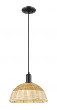 Innovations Lighting 716-1P-BK-NBD2-12-NAT - Natural Ballston Dome - 1 Light - 6 inch - Matte Black - Cord hung - Mini Pendant
