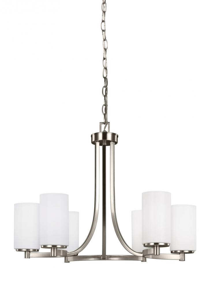 Hettinger transitional 6-light indoor dimmable ceiling chandelier pendant  light in brushed nickel si 9RHZT Efirds Lighting