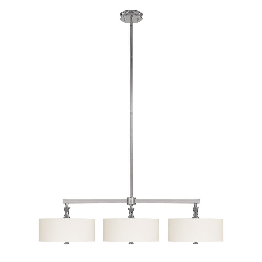 Three Light Polished Nickel Drum Shade Island Light