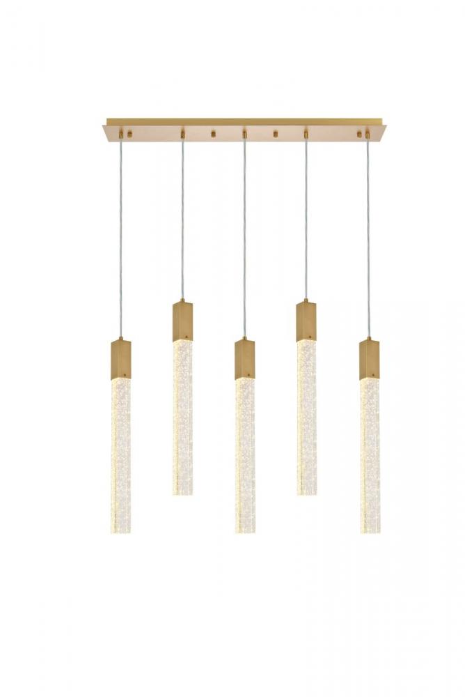 Weston 5 lights pendant in satin gold
