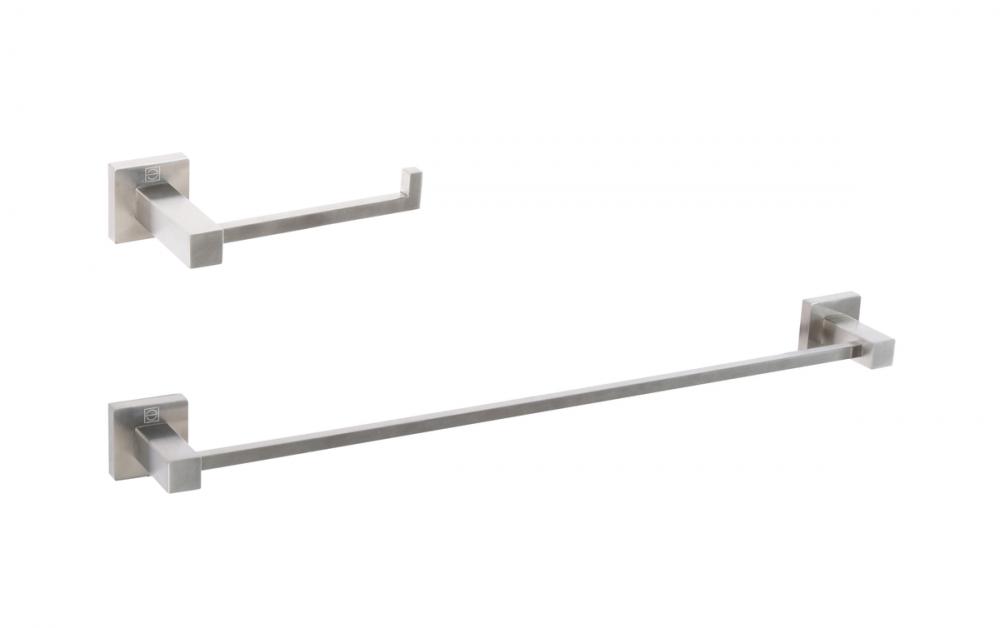 Bathroom hardware set 24"x2.7+6.6"x3.1" brushed nickel