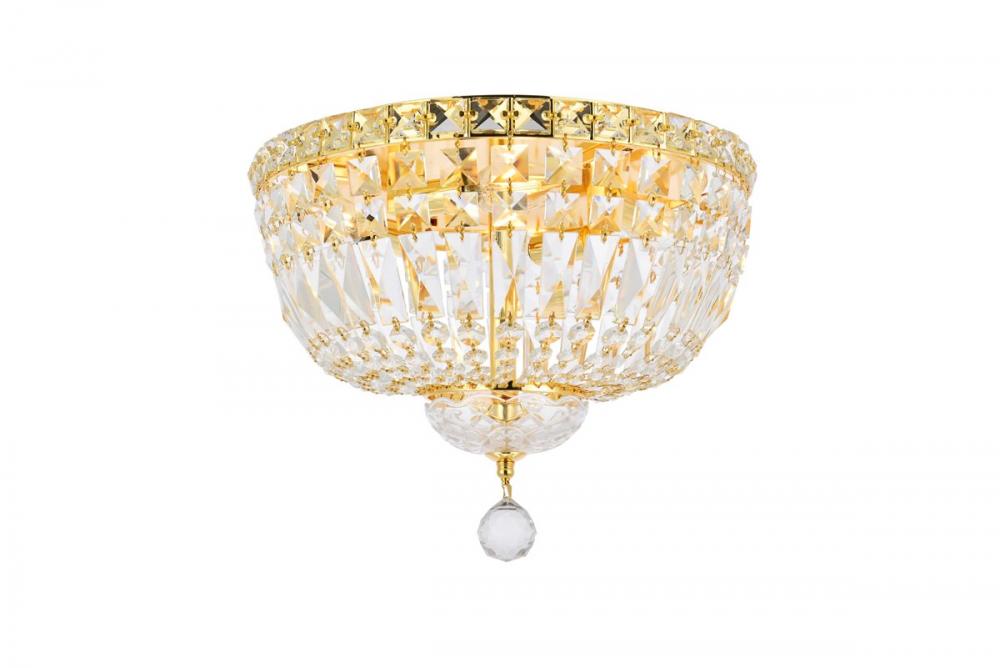 Tranquil 4 light Gold Flush Mount Clear Royal Cut Crystal
