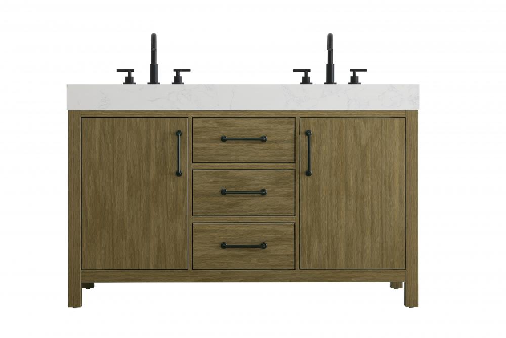 Vanity Cabinet 2DR 3DW 54"W x 22"D x 34"H Chestnut Brown