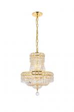 Elegant V2528D14G/RC - Tranquil 6 light Gold Pendant Clear Royal Cut Crystal